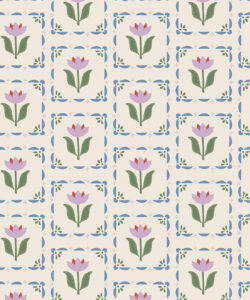 Flora Wallpaper | Colorway: Lavender  y Green | Colección Anything But Basic | Gray Benko x Milton&King | Muestrario