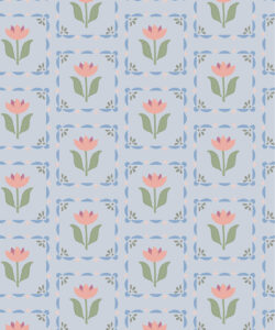 Flora Wallpaper | Colorway: Periwinkle  y Rosa | Colección Anything But Basic | Gray Benko x Milton&King | Muestra
