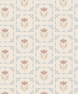 Flora Wallpaper | Colorway: Taupe & Blue | Colección Anything But Basic | Gray Benko x Milton&King | Swatch