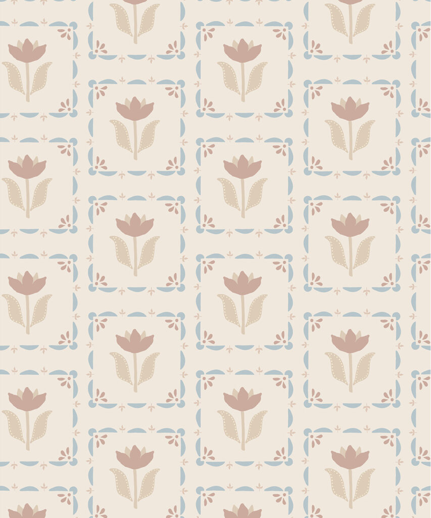 Flora Wallpaper | Coloris : Taupe & Bleu | Collection Anything But Basic | Gray Benko x Milton&King | Swatch