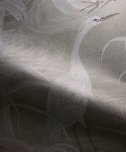 Water Birds Grasscloth Wallpaper - Colorway: Beige - Swatch