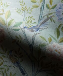 Chinoiserie Grasscloth Wallpaper - Colorway: Aqua - Swatch