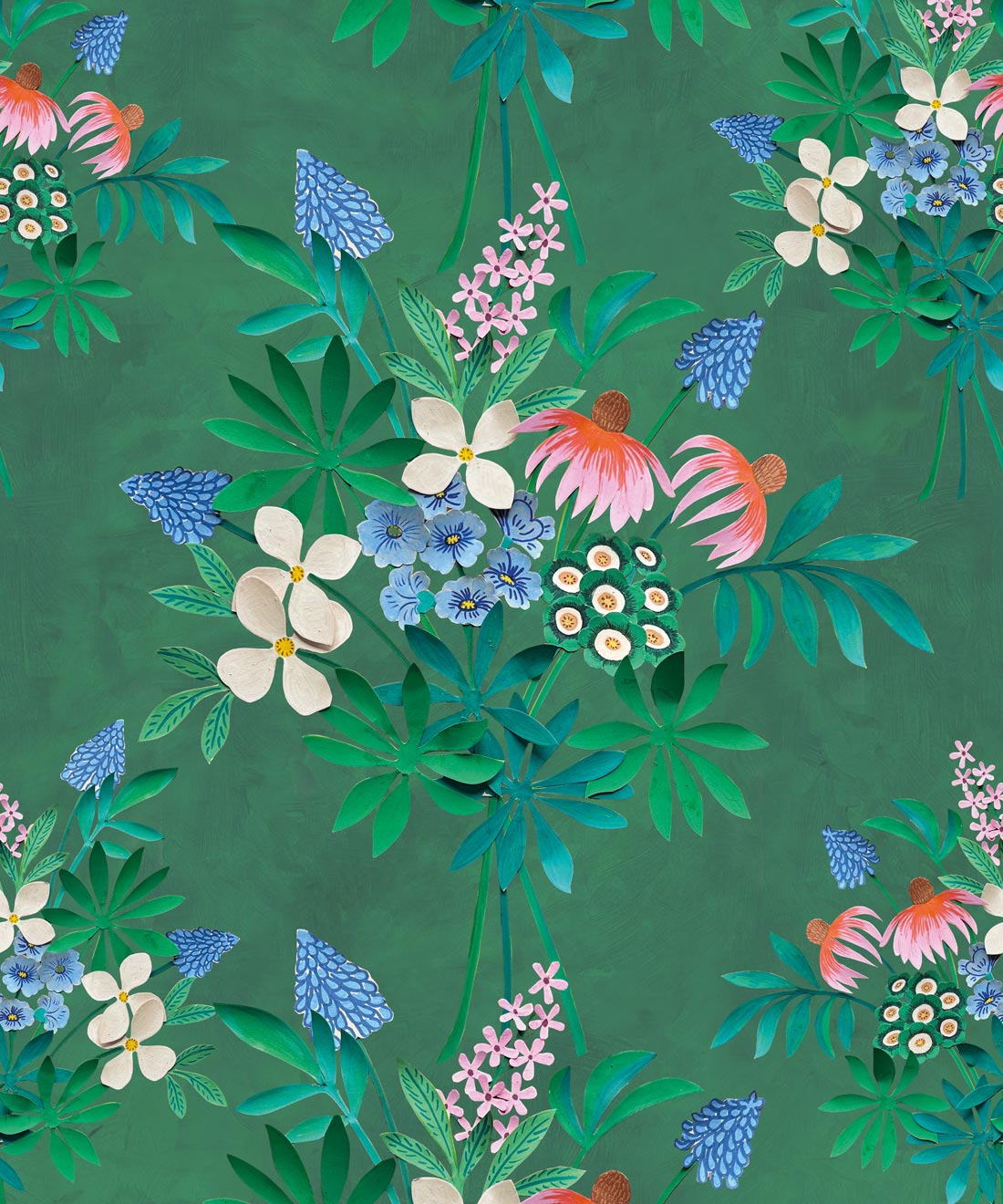 Odette's Bouquet Wallpaper - Colourway: Lagoon Blue - Swatch