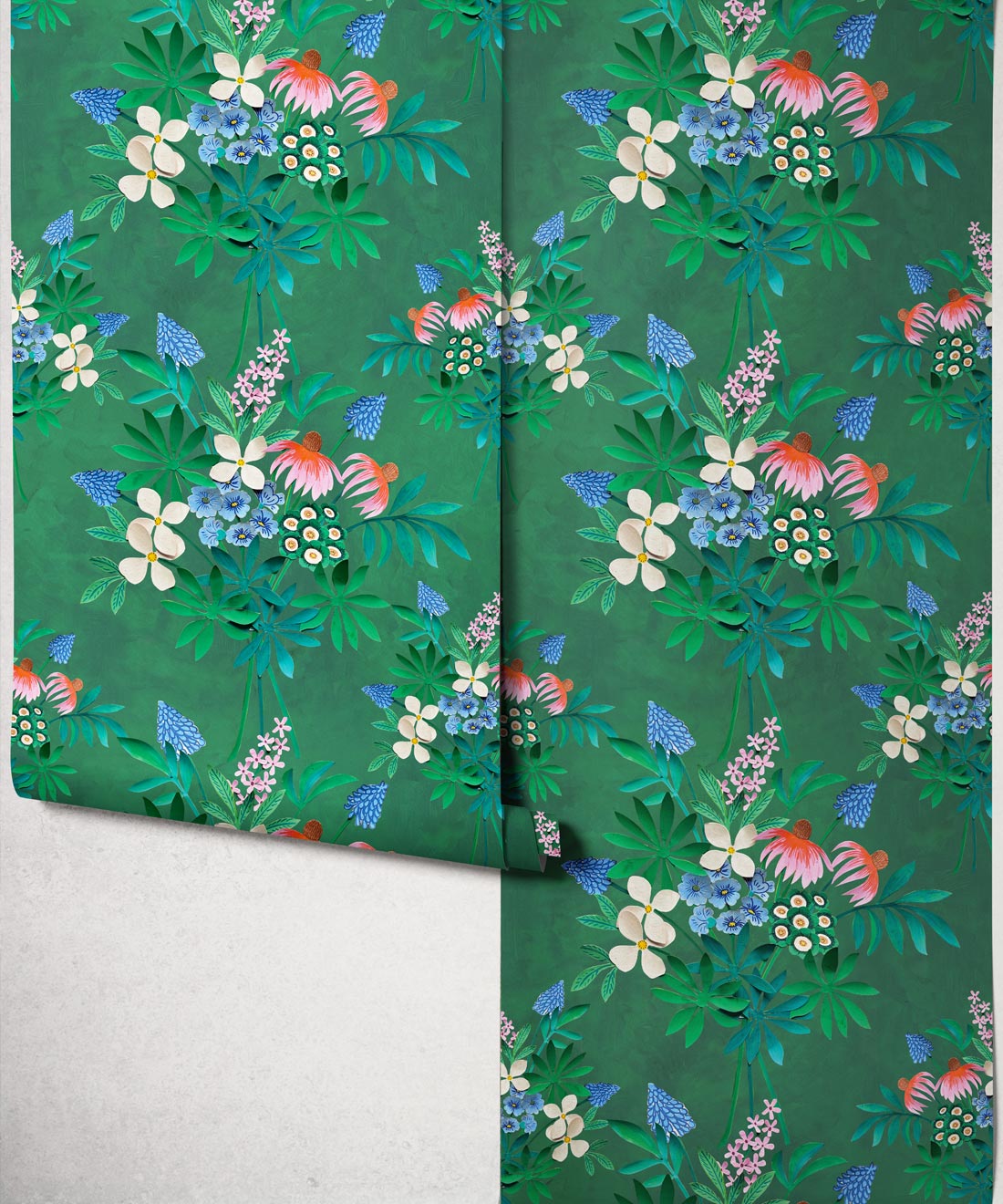 Odette's Bouquet Wallpaper - Colourway: Lagoon Blue - Roll