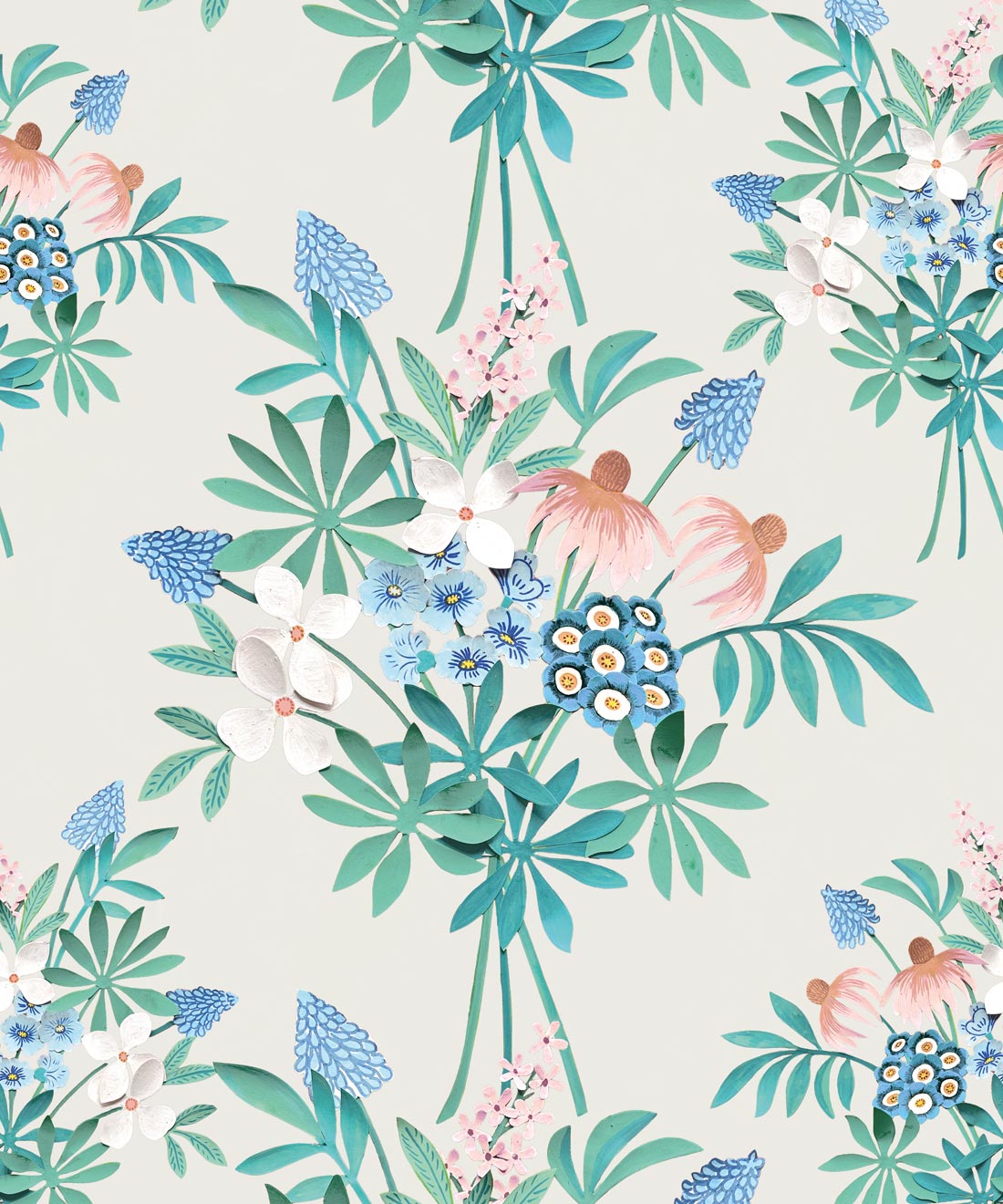 Odette's Bouquet Wallpaper - Colourway: Kelp Green - Swatch
