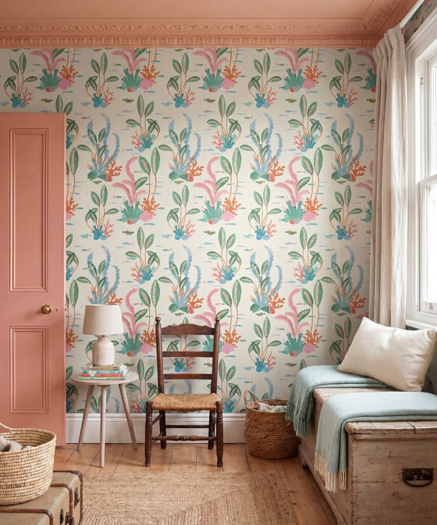 Coral Garden Wallpaper - Colourway: Kelp Green - Insitu