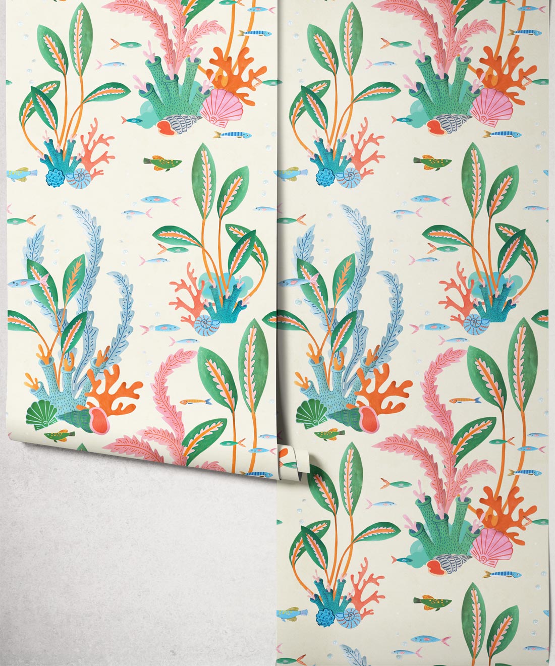 Coral Garden Wallpaper - Colourway: Kelp Green - Roll