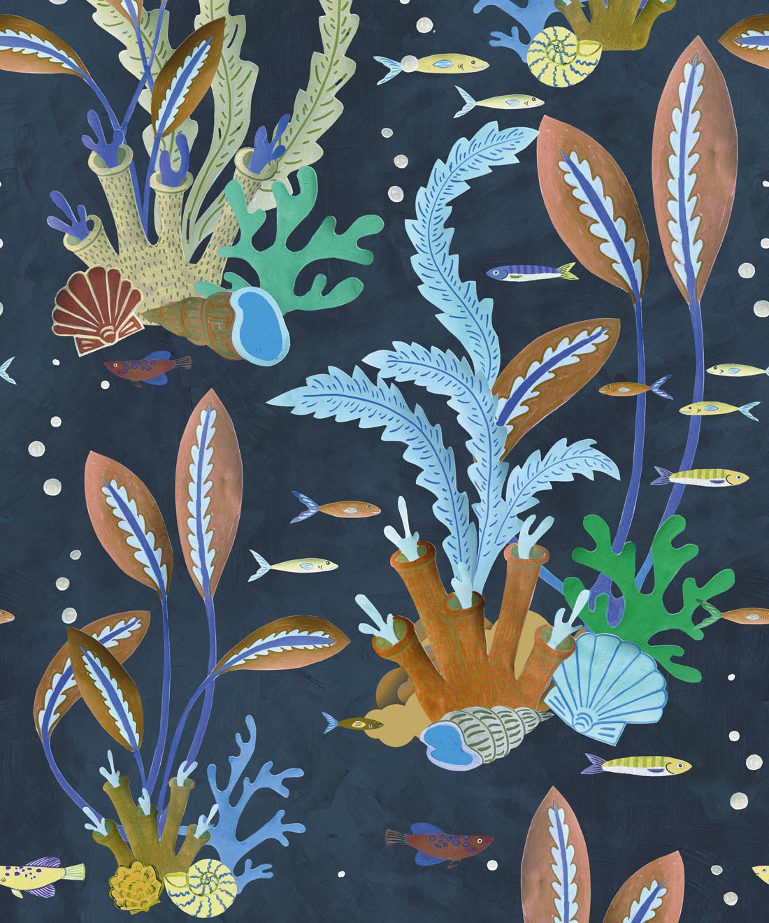 Coral Garden Wallpaper - Colourway: Old Navy - Swatch