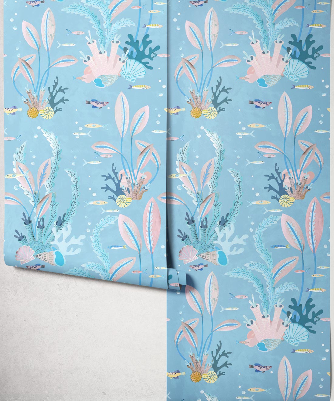 Coral Garden Wallpaper - Colourway: Powder Blue - Roll