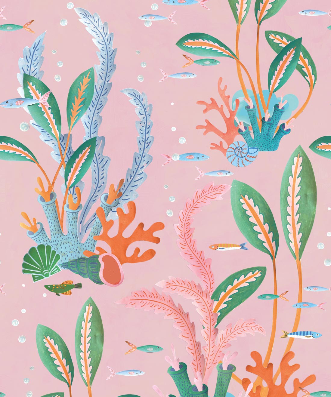 Coral Garden Wallpaper - Colourway: Petal Pink - Swatch
