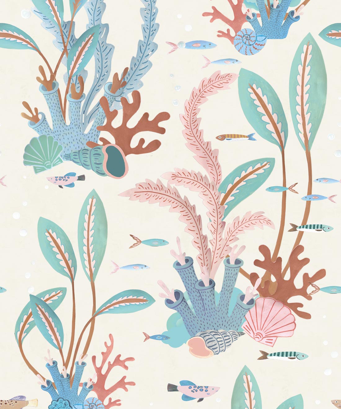 Coral Garden Wallpaper - Colourway: Shell - Swatch