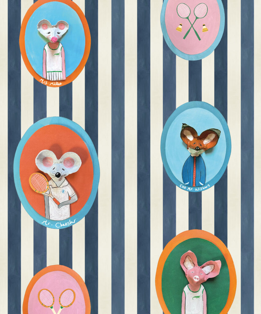 The Tennis Club Wallpaper - Colourway: Old Navy - Swatch