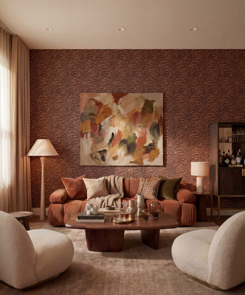 Serengeti Stripe Wallpaper - Colourway: Tiger - Insitu