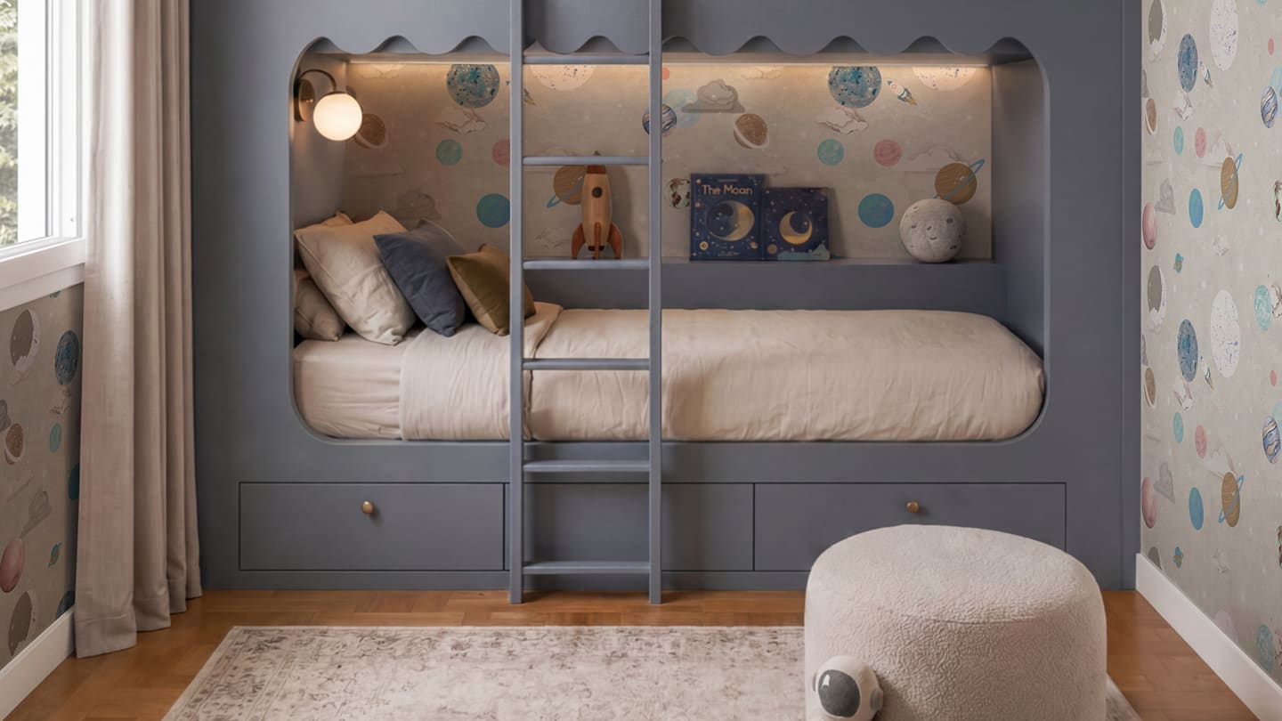 The Curious Club - Bethany Linz Wallpaper Collection - Collection Page - Gallery - Blast Off Wallpaper Insitu