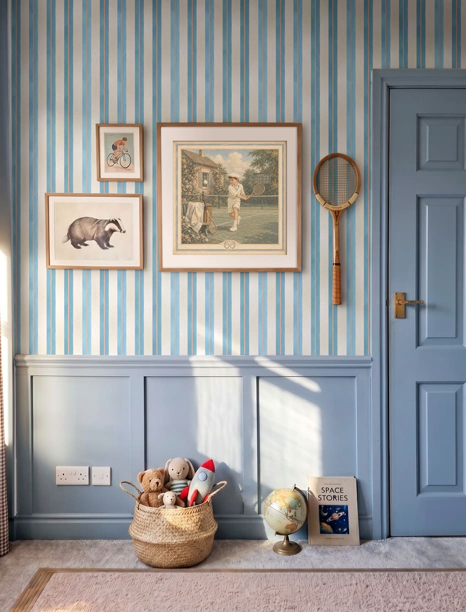 The Curious Club - Bethany Linz Wallpaper Collection - Collection Page - Inspiration - Junior Stripe Wallpaper Insitu