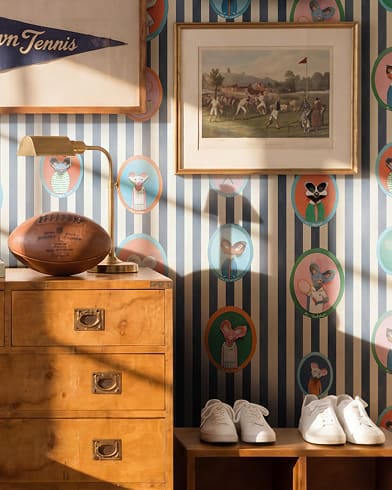 The Curious Club - Bethany Linz Wallpaper Collection - Collection Page - Inspiration - The Tennis Club Wallpaper Insitu