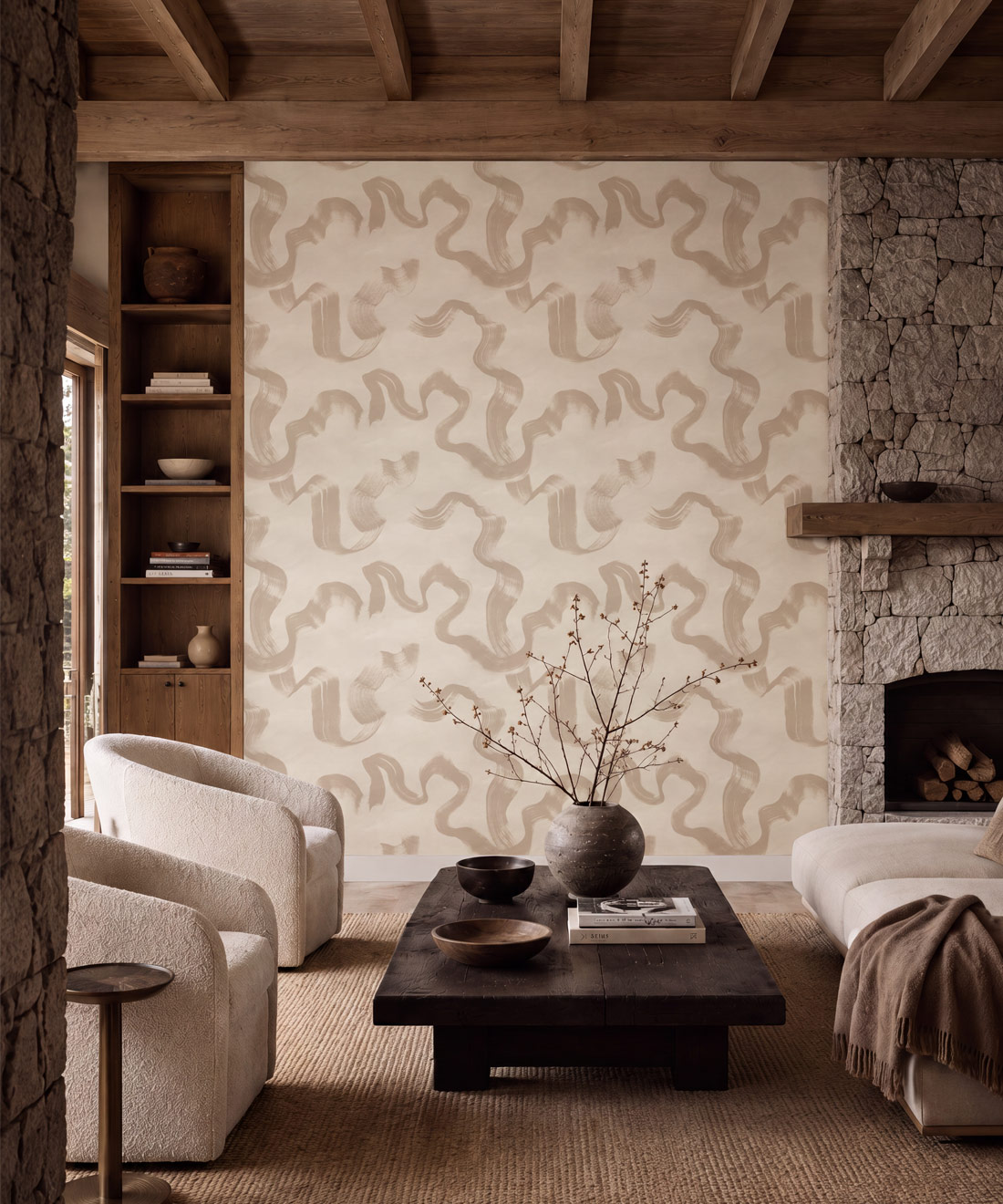 Zephyr Wallpaper - Colourway: Oat - Insitu
