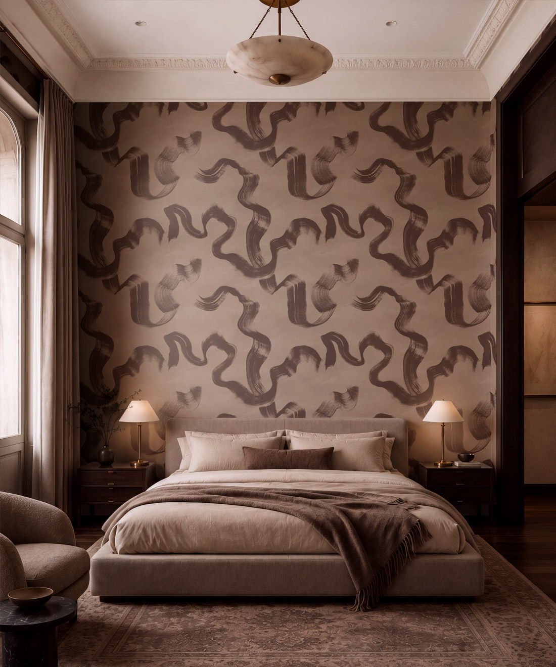 Zephyr Wallpaper - Colourway: Walnut - Insitu