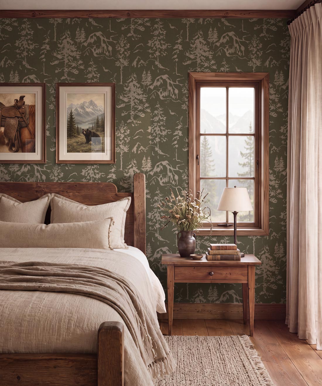 Alpine Wallpaper - Colourway: Moss - Insitu