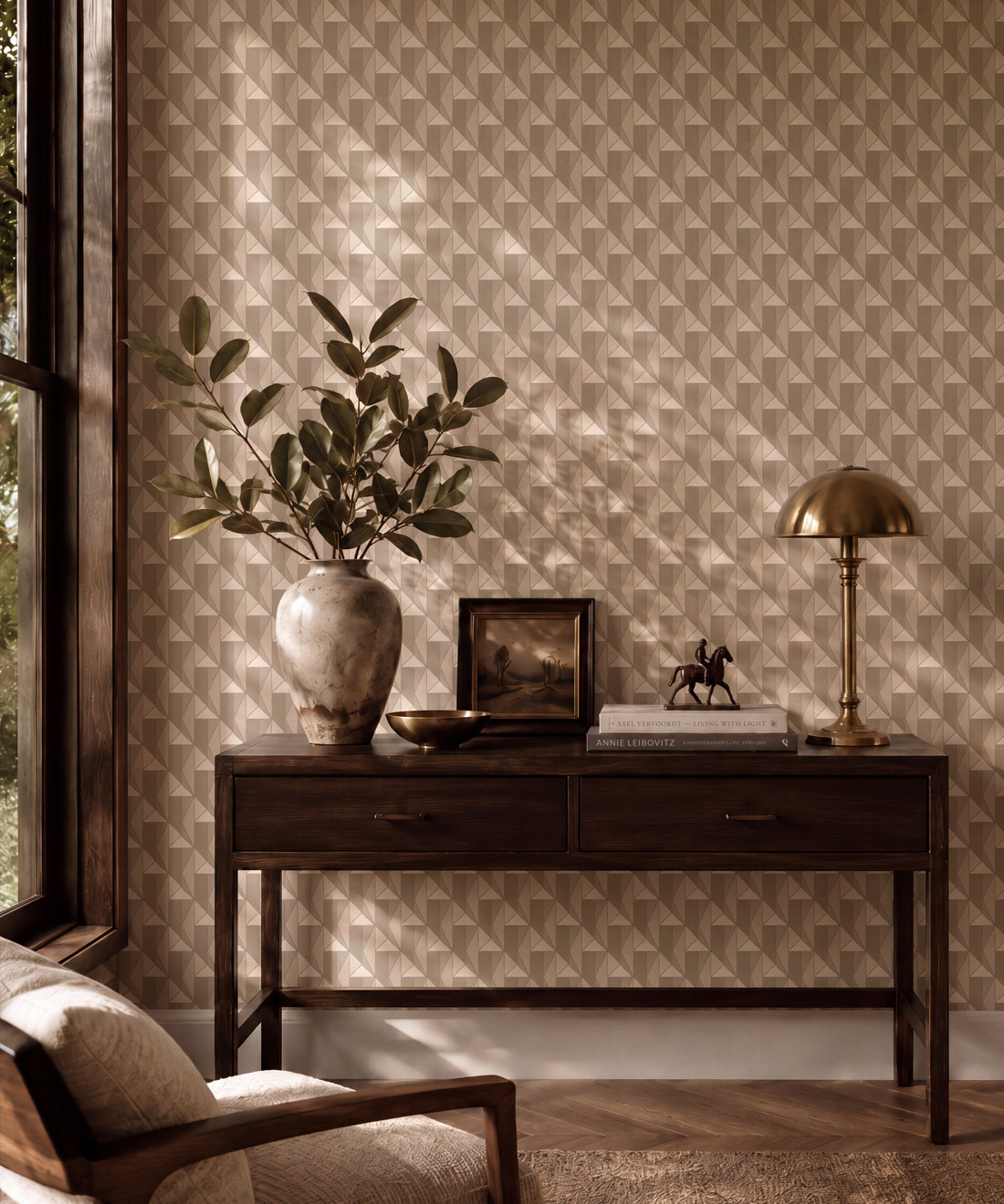 Cairn Wallpaper - Colourway: Oat - Insitu